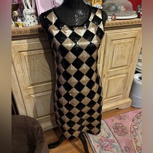 XXI Forever Black and Gold Sequin sleeveless mini dress